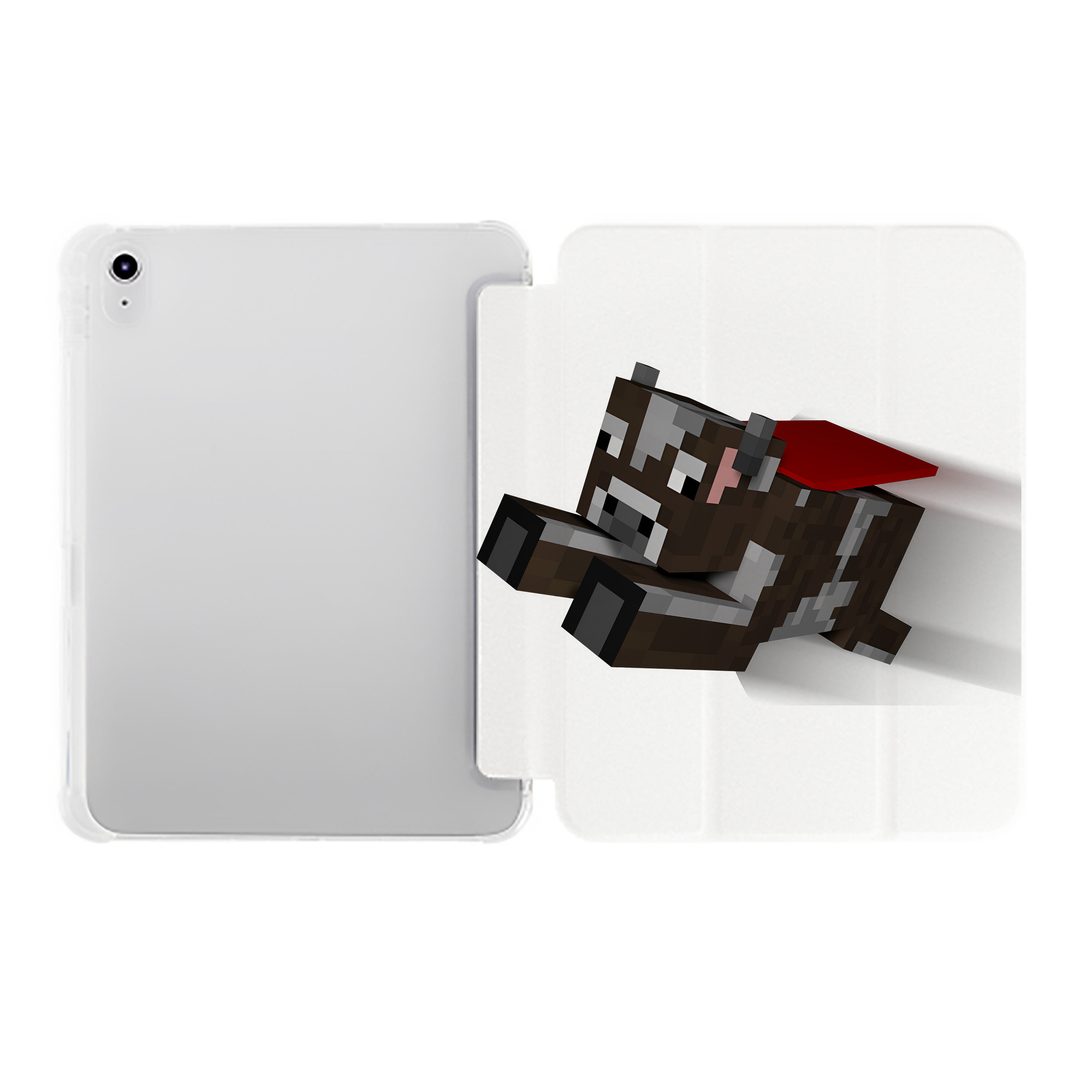 （画像用） マインクラフト ブロックの世界 Minecraft MC Block world IPad ケース ペン収納付き 三つ折りスタンド PUレザー×シリコン 対応機種9.5/10.5/10.9インチ
